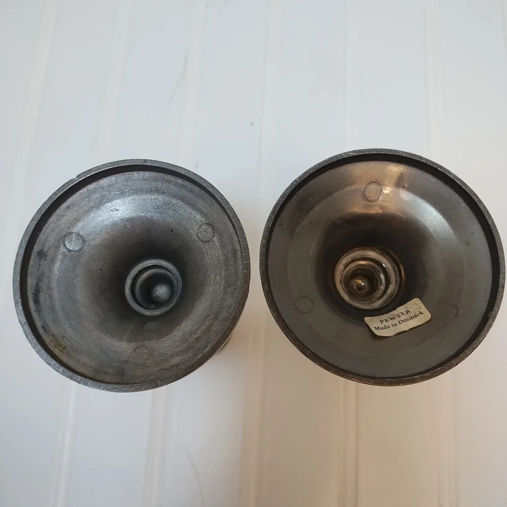 VTG Pair Weighted Pewter Taper Candlestick Holders 5
